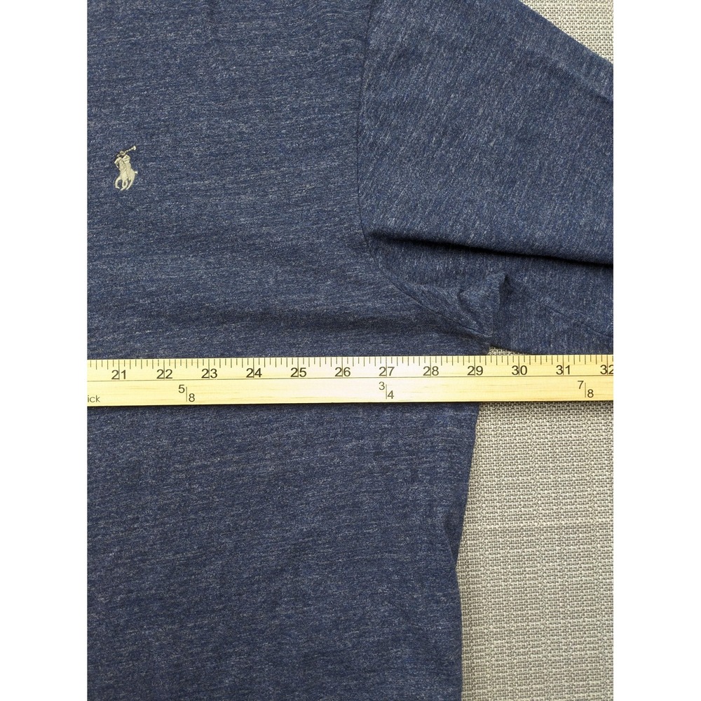 Polo Ralph Lauren Shirt Mens Big 3X Blue Long Sleeve V-Neck Pony Logo Tagless - Picture 8 of 10